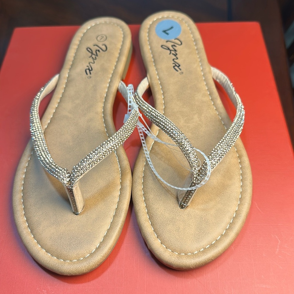 Tan Sandals with Gold Detailing